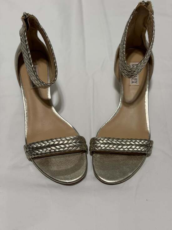 Badgley Mischka Metallic Gold Braided Ankle Strap Wedge Sandals Size 9